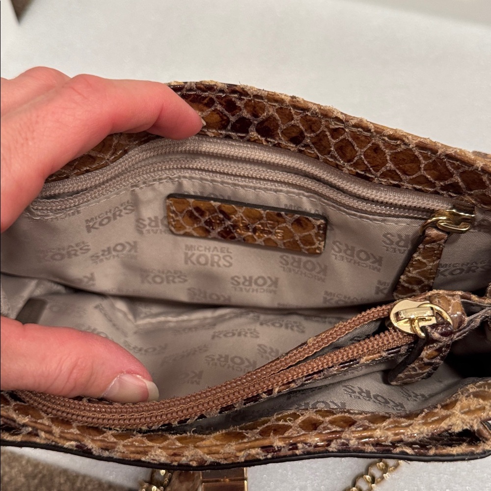 Michael Kors python-embossed patent leather turn-… - image 7